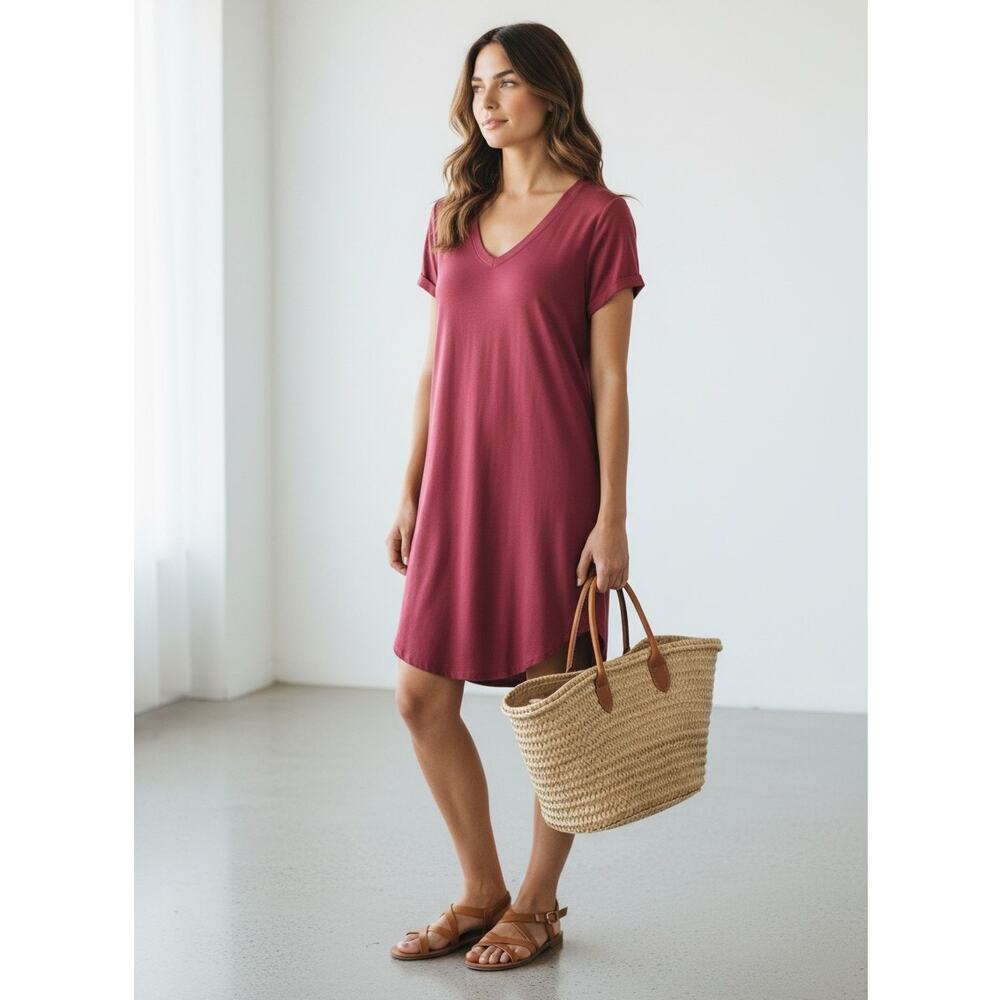 Cloth & Stone Anthropologie Cranberry High Low Tunic Dress S